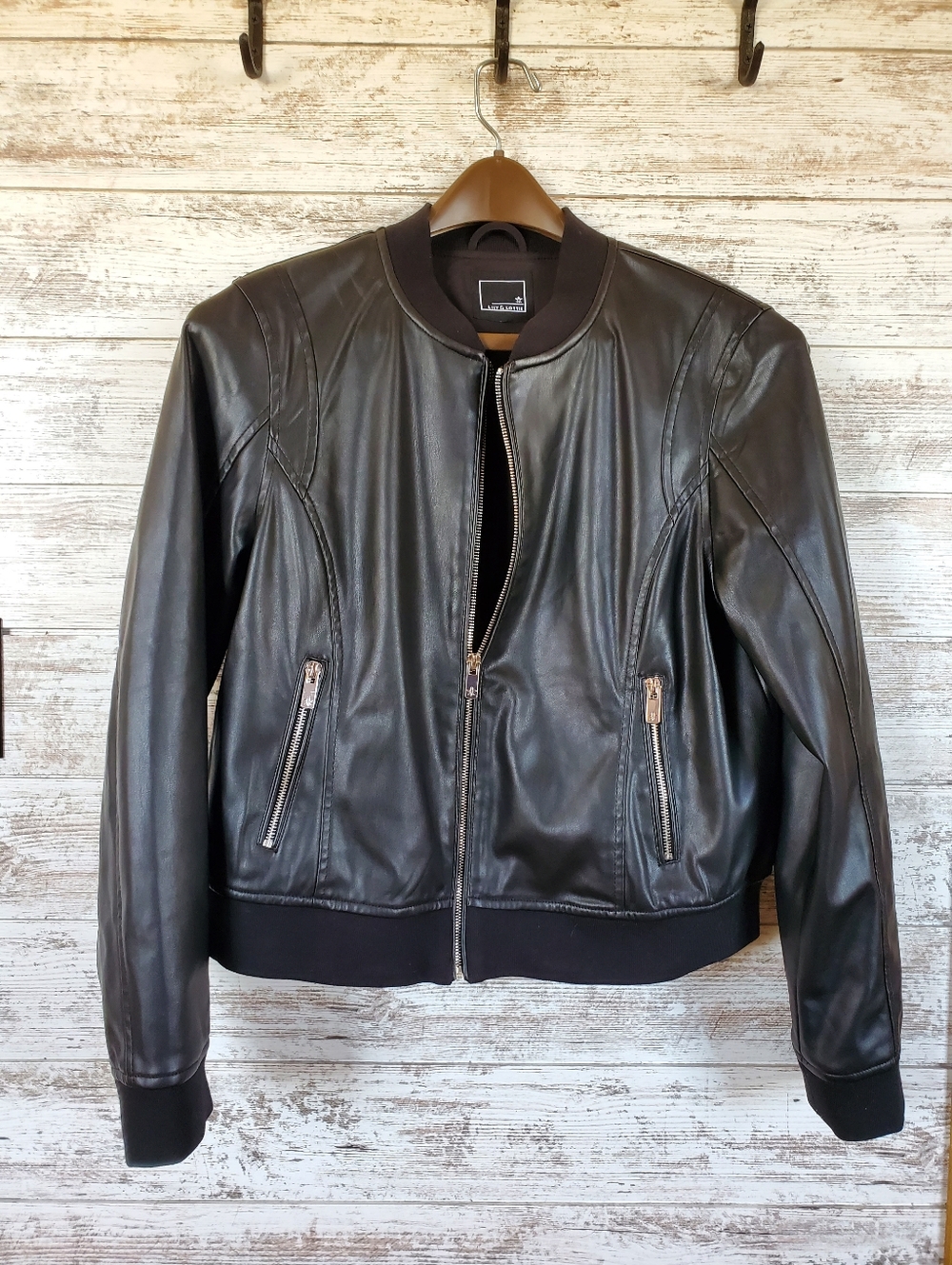 Lily & Lottie Boutique Black Kameron Faux Leather Bomber Jacket